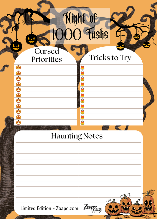 Night of 1000 Tasks — List Pad | Zoapo Stationery