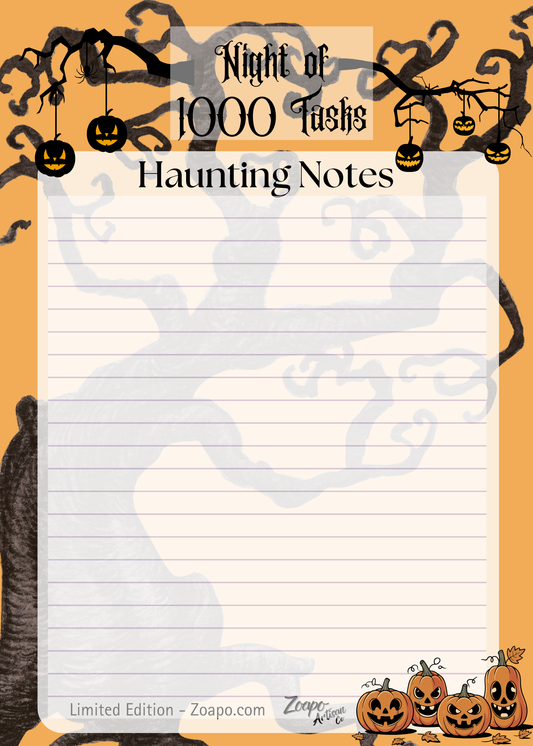 Night of 1000 Tasks — Pumpkin Notes | Zoapo Stationery