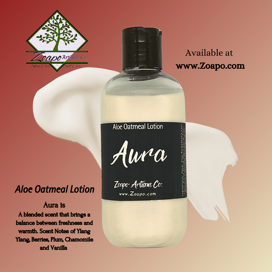 Aura Aloe & Oatmeal Lotion - soft notes of ylang ylang, fruit, chamomile & vanilla