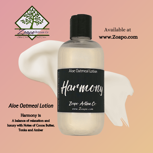 Harmony Aloe & Oatmeal Lotion - warm notes cocoa butter, tonka & amber
