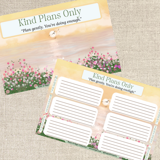 Kind Plans Only β Affirmation Weekly Goal Pad | Zoapo Stationery