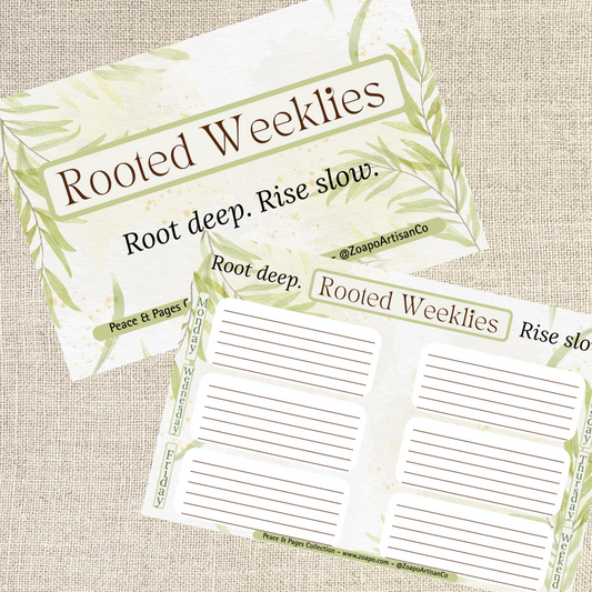Rooted Weeklies β Affirmation Weekly Goal Pad | Zoapo Stationery