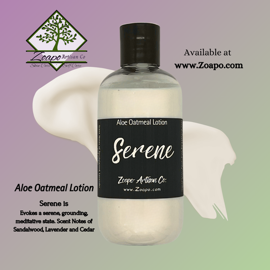 Serene Aloe & Oatmeal Lotion - notes of sandalwood, lavender & cedar